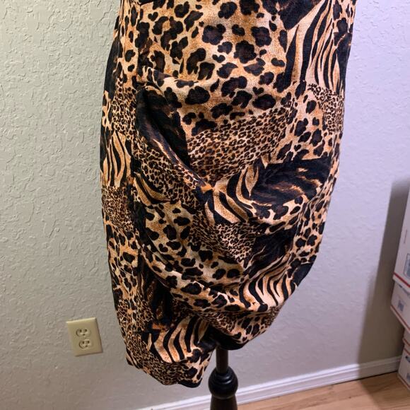 URBAN OUTFITTERS Dress Mini Mixed Animal Smocked Back Spaghetti Strap‎ Bodycon - Picture 7 of 13